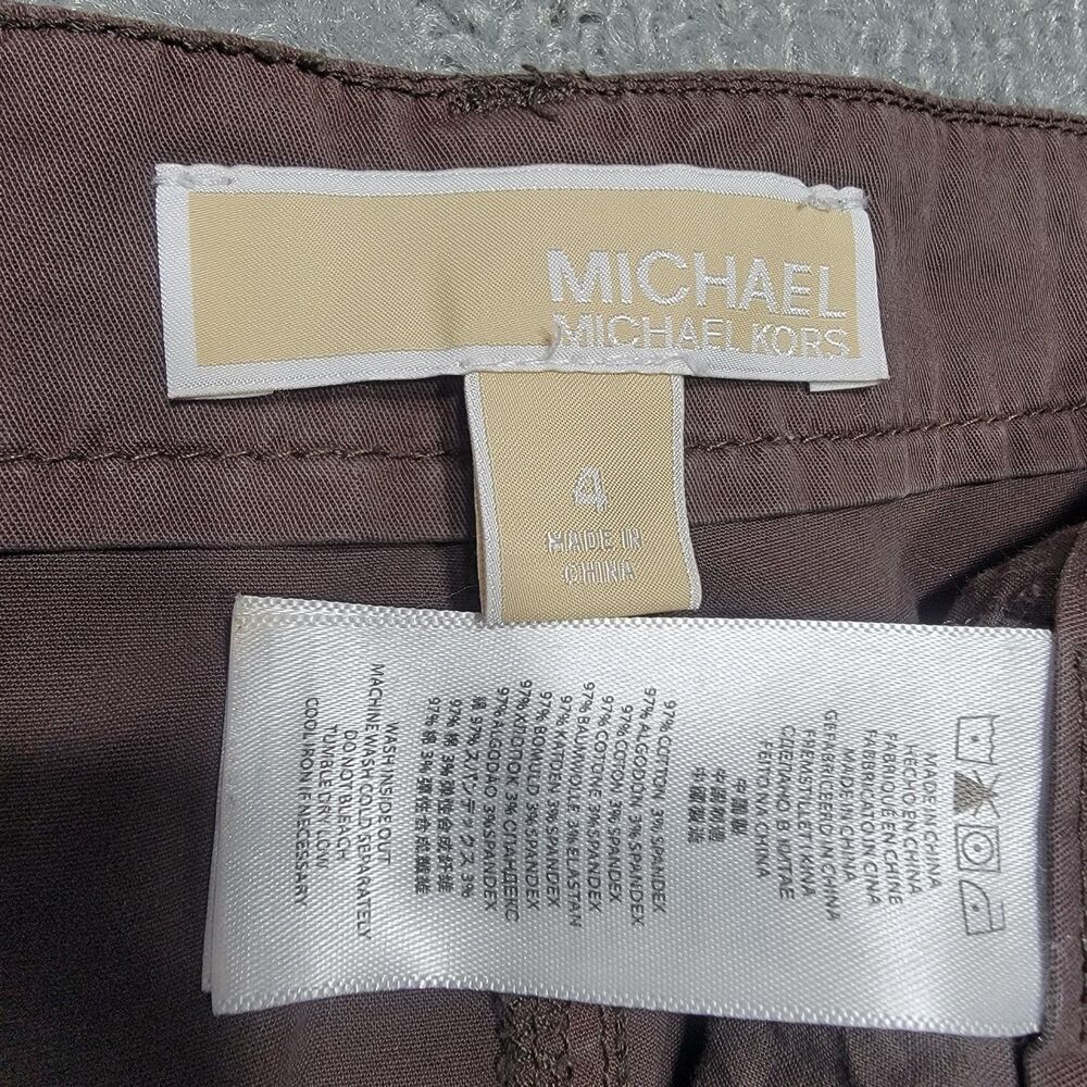 Michael Kors Womens 4 (30x30) Pants Ankle Zip Low Rise Brown Stretch Trousers - Picture 6 of 13